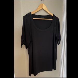 Talbots Plus Size Black Blouse with Bow Tie Arms